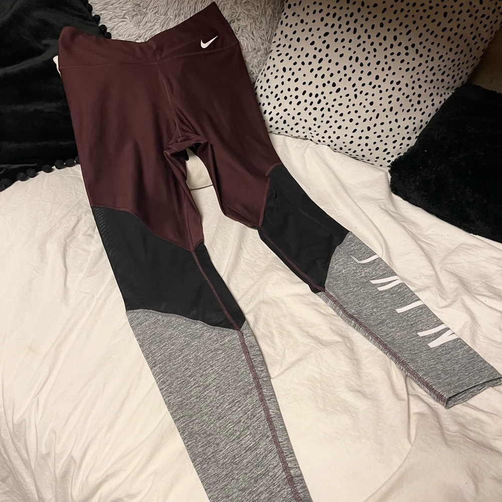 Nike Dri Fit Brown Gray Mesh Leggings
